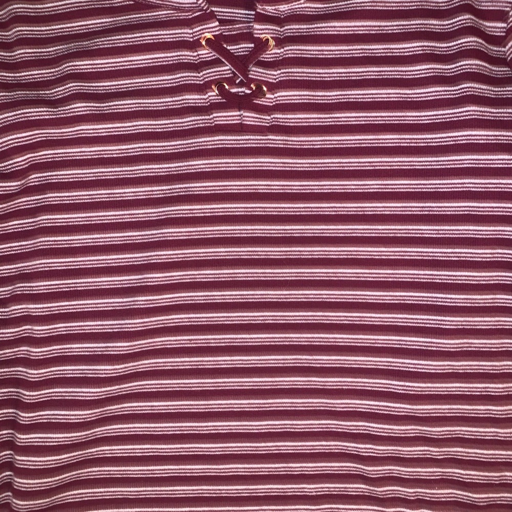 Justice Maroon Striped Long Sleeve Top - Picture 7 of 8